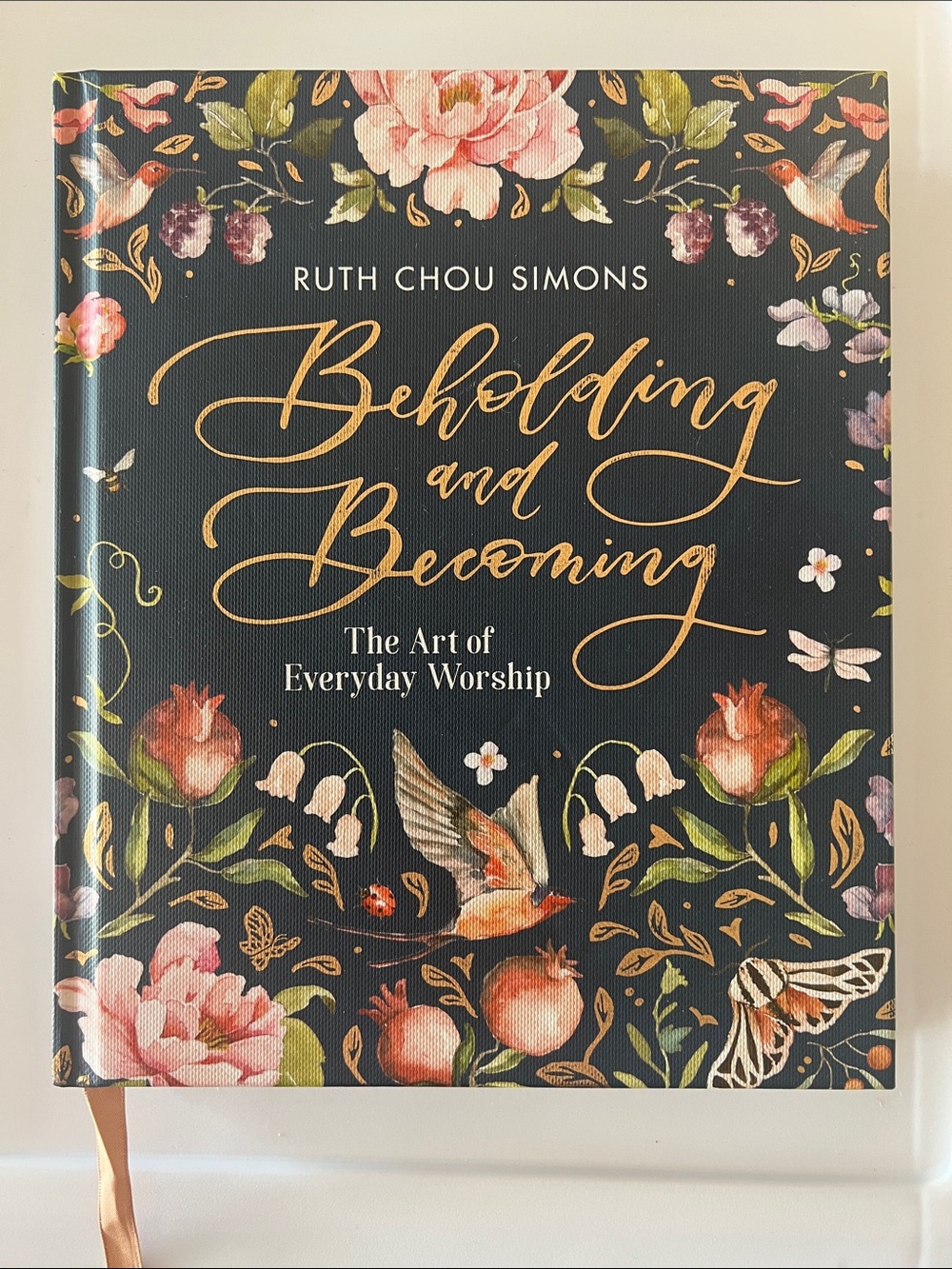 Beholding and Becoming Floral Hardcover Journal by - Black & Pink